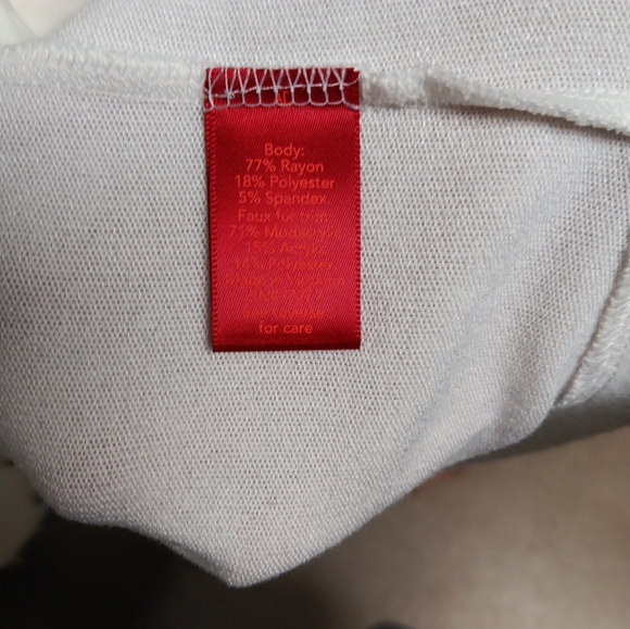 Jennifer Lopez Fur Trimed Long Cardigan Open Front Women’s Size L White - Picture 5 of 6